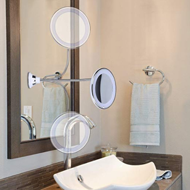360° Swivel LED Makeup Mirror – 10X Magnifying Lighted Vanity Mirror