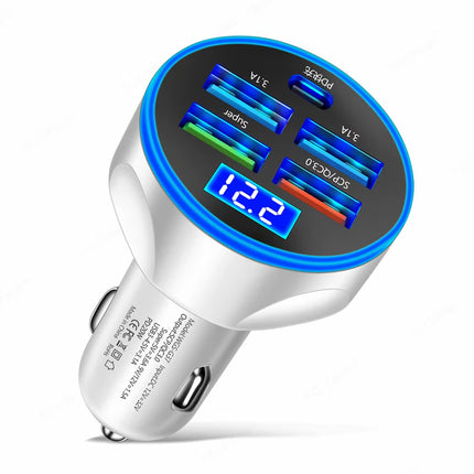 250W Car Charger – 4 USB PD & Type-C Fast Charging Adapter (QC 3.0)