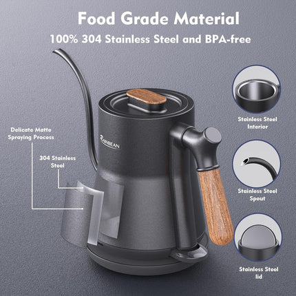 Gooseneck Electric Kettle – Stainless Steel, Rapid Heating, Auto Shutoff