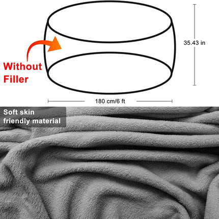 Bean Bag Chair Cover - Soft Fluffy PV Velvet, 6Ft Light Grey, for Living Room Furniture, Not a Full Cushion