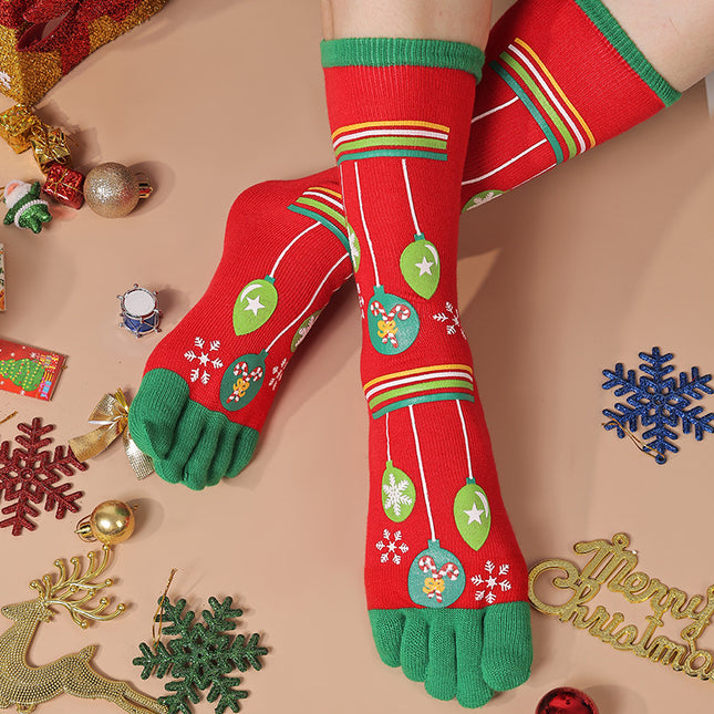 Cute Christmas Five-Toe Socks – Winter Warm & Sweat-Absorbent