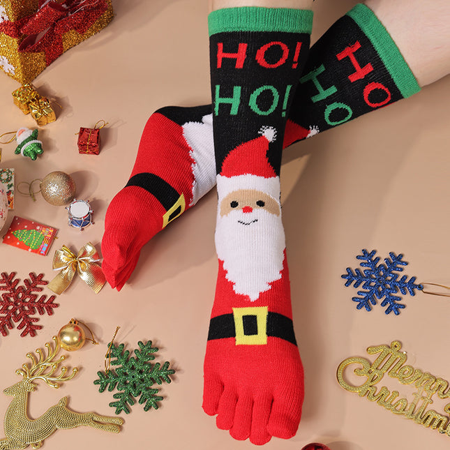 Cute Christmas Five-Toe Socks – Winter Warm & Sweat-Absorbent