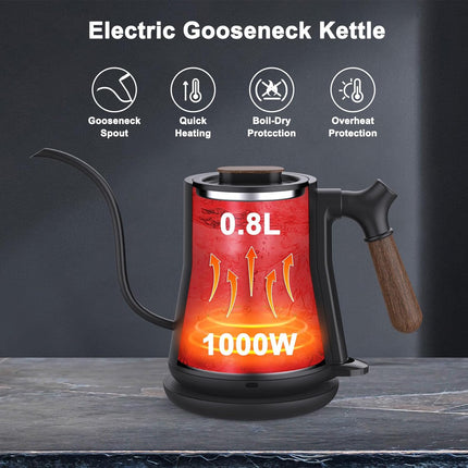 Gooseneck Electric Kettle – Stainless Steel, Rapid Heating, Auto Shutoff