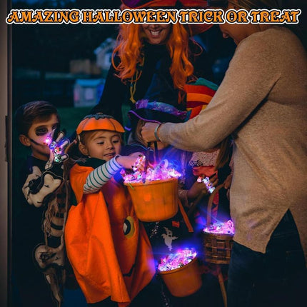 Glowing Halloween Rings – 50Pcs Pumpkin, Skull & Ghost LED