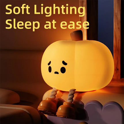 Halloween Pumpkin Night Light – Soft Silicone, Dimmable & Safe