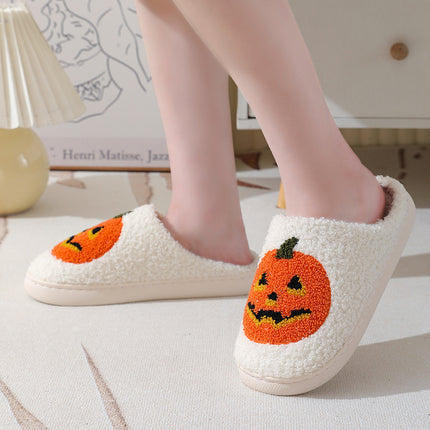 Pumpkin Plush Slippers – Cozy, Warm & Non-Slip