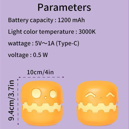 USB Rechargeable Pumpkin Night Light, Pumpkin Decor, 1 Count Creative Pumpkin Design Night Light Bedroom Decor with Timer & Dimmable, 2 Styles, Decorative LED Lamp for Bedroom, Halloween Night Light,Christmas Decoration