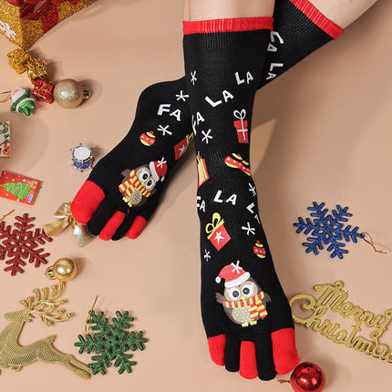 Cute Christmas Five-Toe Socks – Winter Warm & Sweat-Absorbent