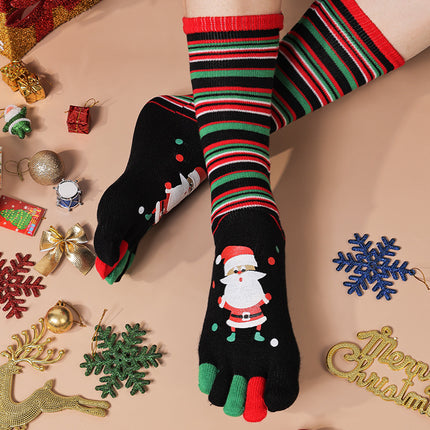 Cute Christmas Five-Toe Socks – Winter Warm & Sweat-Absorbent