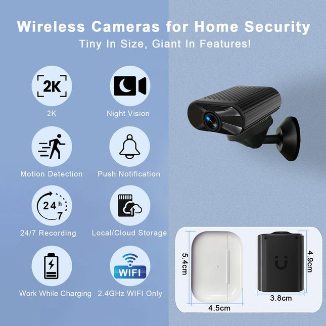 Magnetic Mini WiFi Camera – 2K HD, Night Vision & Smart App Control