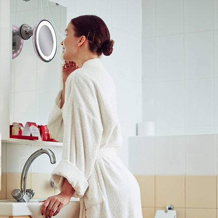 360° Swivel LED Makeup Mirror – 10X Magnifying Lighted Vanity Mirror