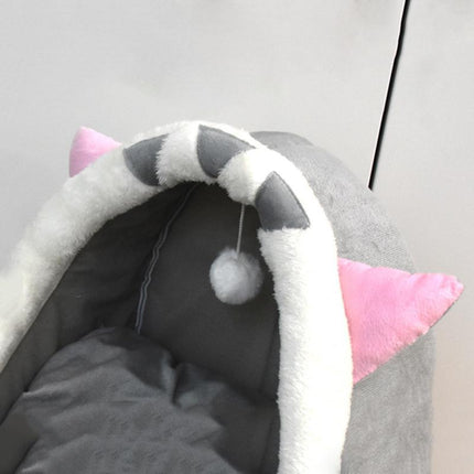 Cartoon Animal Cat Bed – Warm Fleece Cave for Pets