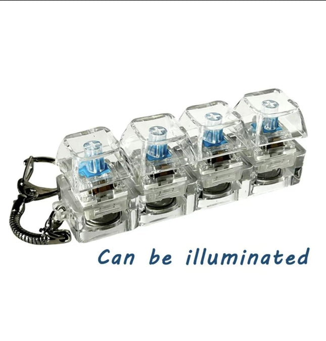 Transparent Fidget Keyboard Keychain – Fun Clickable Keys, Portable Stress Relief Toy & Stylish Key Pendan