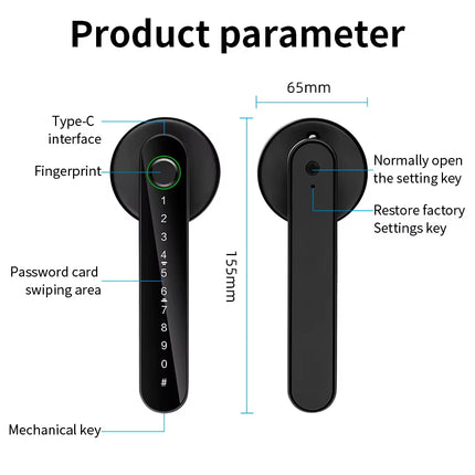 KERUI Smart Fingerprint Door Lock – Tuya App, Password & Key Access