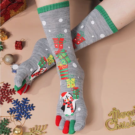 Cute Christmas Five-Toe Socks – Winter Warm & Sweat-Absorbent