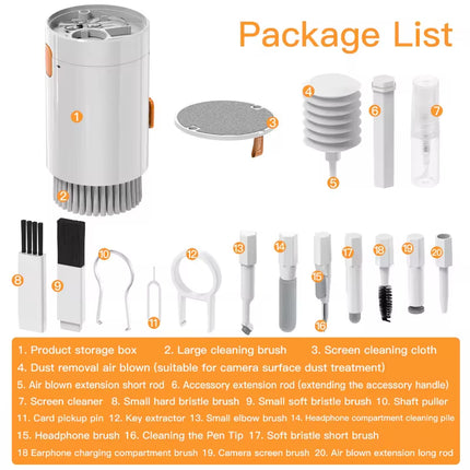 20-in-1 Cleaning Tool Set – Brush & Pen Kit for Camera, Laptop & AirPods