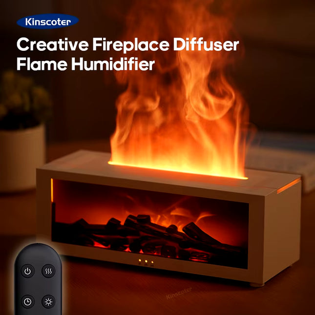 Creative Fireplace Humidifier – Aroma Oil Diffuser with LED & Remote