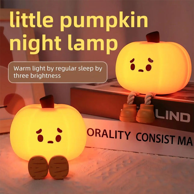 Halloween Pumpkin Night Light – Soft Silicone, Dimmable & Safe