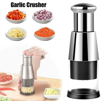 Garlic & Vegetable Chopper – Manual Stainless Steel Crusher