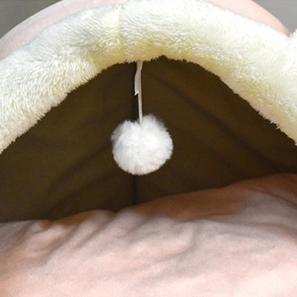Cartoon Animal Cat Bed – Warm Fleece Cave for Pets